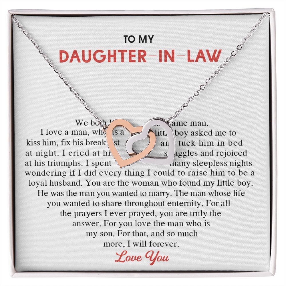 To My Daughter-in-Law Alluring Beauty Necklace Birthday Graduation Gift For Her Interlocking Hearts Necklace