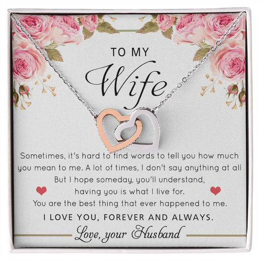 To My Wife Necklace Gift For Wife Birthday Gift For Wife Romantic Gifts For Her Interlocking Hearts Necklace