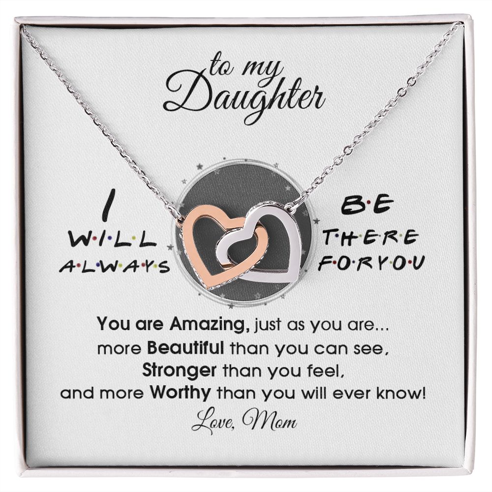 Mother Daughter Gift Ideas, To My Daughter Gift Necklace from Mom, Jewelry Pendant Present for Daughter, Birthday Christmas Gift Graduation Gifts for Daughters, Mother and Daughter Necklace 33 Interlocking Hearts Necklace