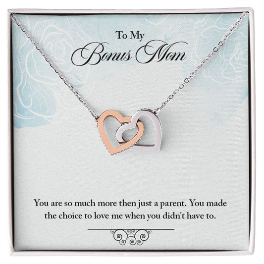 To My Bonus Mom Mother Necklace Pendant Gift From Daughter More Then A Parent With Message Card Gift For Mom Interlocking Hearts Necklace