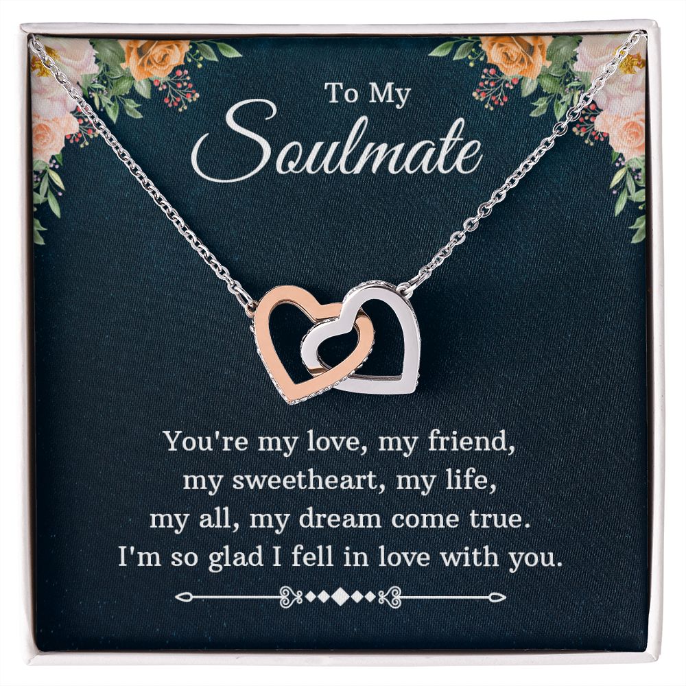 To My Soulmate Necklace for Women Birthday Christmas Jewelry Gifts For My Wife with Message Card Box Personalized Gift Present Pendant for Future Wife Soulmate Girlfriend Love 10 Interlocking Hearts Necklace