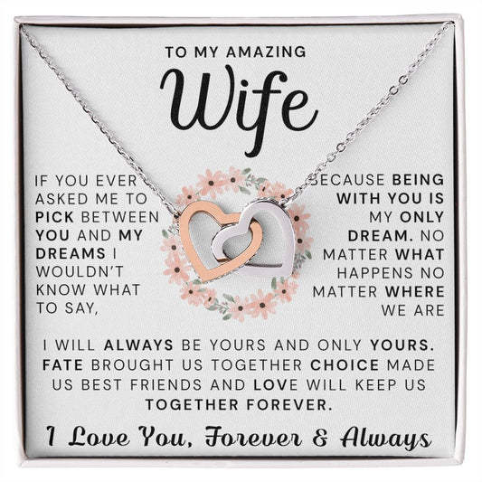To My Amazing Wife Gift Necklace For Wife Gift for Valentine's Day Gifts For Her Interlocking Hearts Necklace