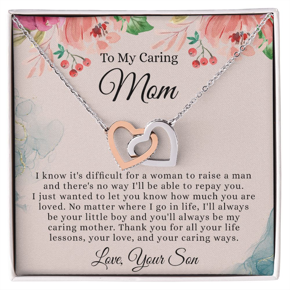 To My Mom Necklace, Mom Gift From Son, Mom gifts, Gift for Mom From Son, Mom Mothers Day Gift From Son, To my Mom Necklace, Mom Gift Necklace, Mother Birthday Gift From Son Interlocking Hearts Necklace