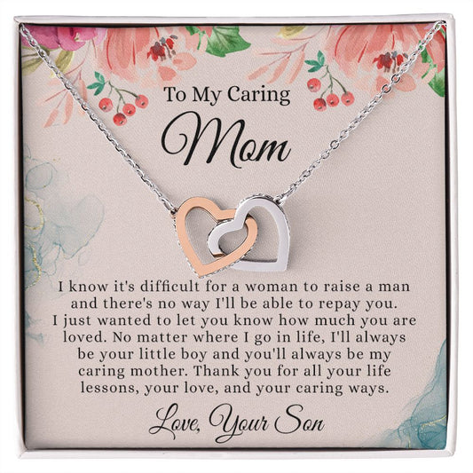 To My Mom Necklace, Mom Gift From Son, Mom gifts, Gift for Mom From Son, Mom Mothers Day Gift From Son, To my Mom Necklace, Mom Gift Necklace, Mother Birthday Gift From Son Interlocking Hearts Necklace