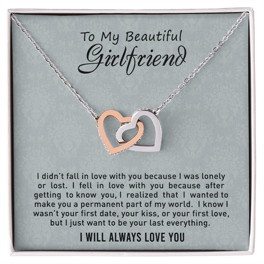 To My Girlfriend Necklace from Boyfriend, Personalized Necklace for Women, Luxury Necklace for Girlfriend, Wedding Anniversary Present For Her, Girlfriend Gift Jewelry Christmas Birthday Gift2 Interlocking Hearts Necklace