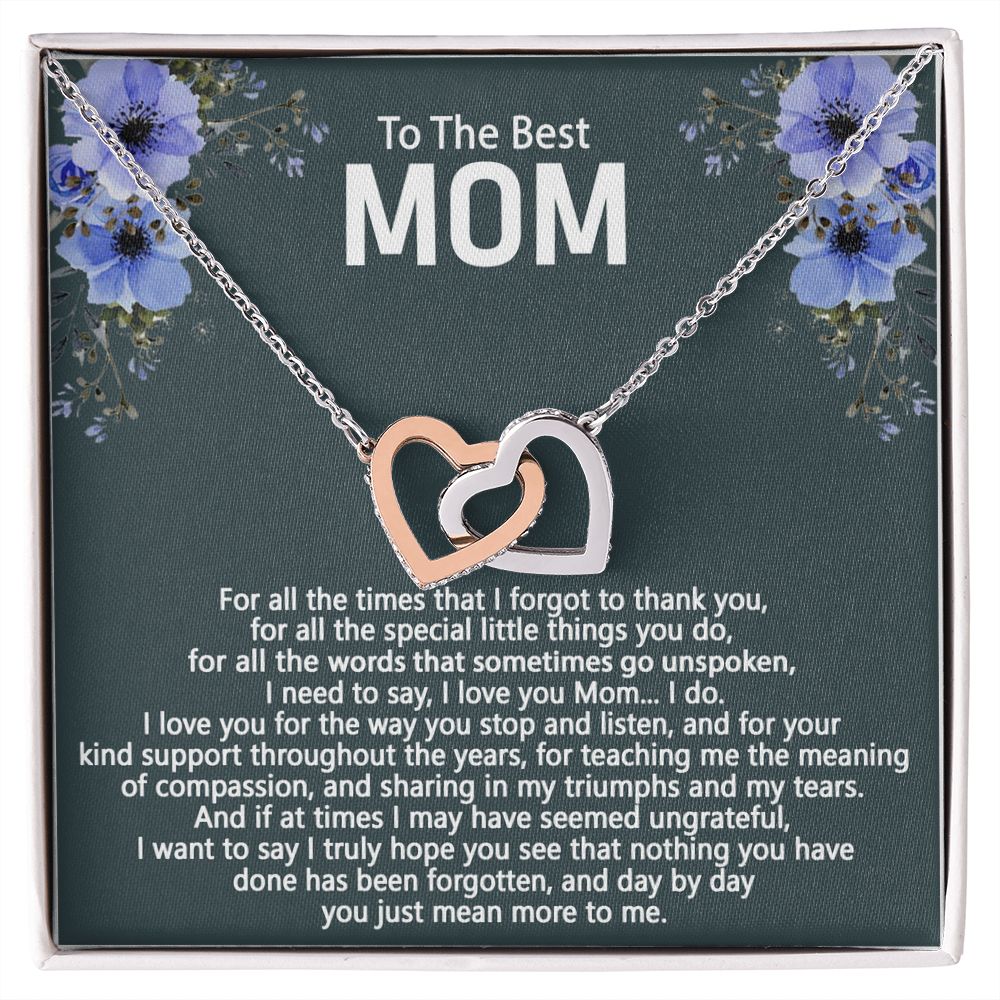 To The Best Mom Love Knot Necklace Gift For Mom On Mother's Day Interlocking Hearts Necklace