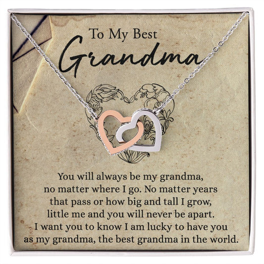 To My Grandma Necklace, Gift for Grandmother Necklace, Mothers Day Gift For Grandma Nana, Grandma Jewelry From Grandchildren GrandKids , Jewelry Box Gift For Grandma Grandmother6 Interlocking Hearts Necklace