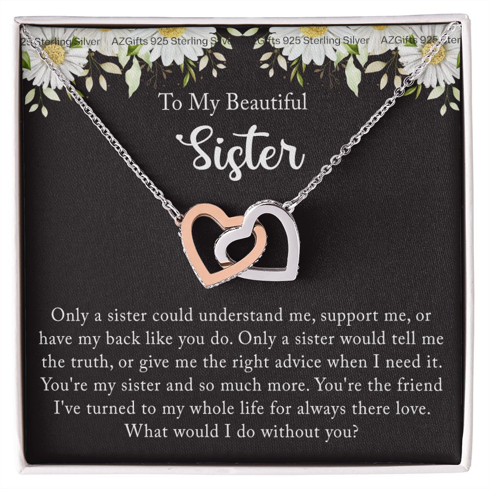 To My Sister Necklace, Sister to Sister, Birthday gift For Sister from Brother 2 Interlocking Hearts Necklace