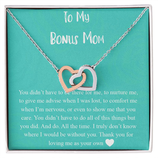 To My Bonus Mom Necklace, Mother's Day Gift for Step Mom, Love Knot Necklace Interlocking Hearts Necklace