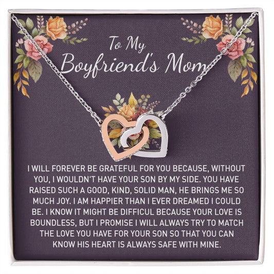 To My Boyfriends Mom Gift Necklace for Boyfriends Mom Gift Mother in Law Jewelry Gift Birthday Gift For Boyfriend's Mom Gift for Boyfriends Mom Gift for Boyfriend's Mom From Girlfriend Interlocking Hearts Necklace