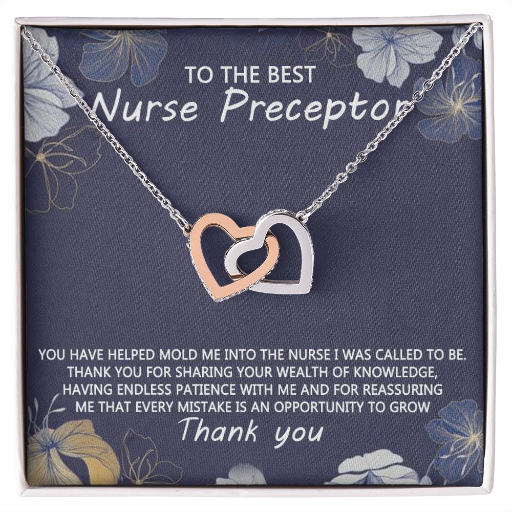 Congratulations Jewelry Necklace, Nurse Preceptor Gift, nurse preceptor Jewelry thank you Card Necklace To The Best Nurse Preceptor Necklace On Graduation Gift Necklace Graduation Gift for Her Interlocking Hearts Necklace