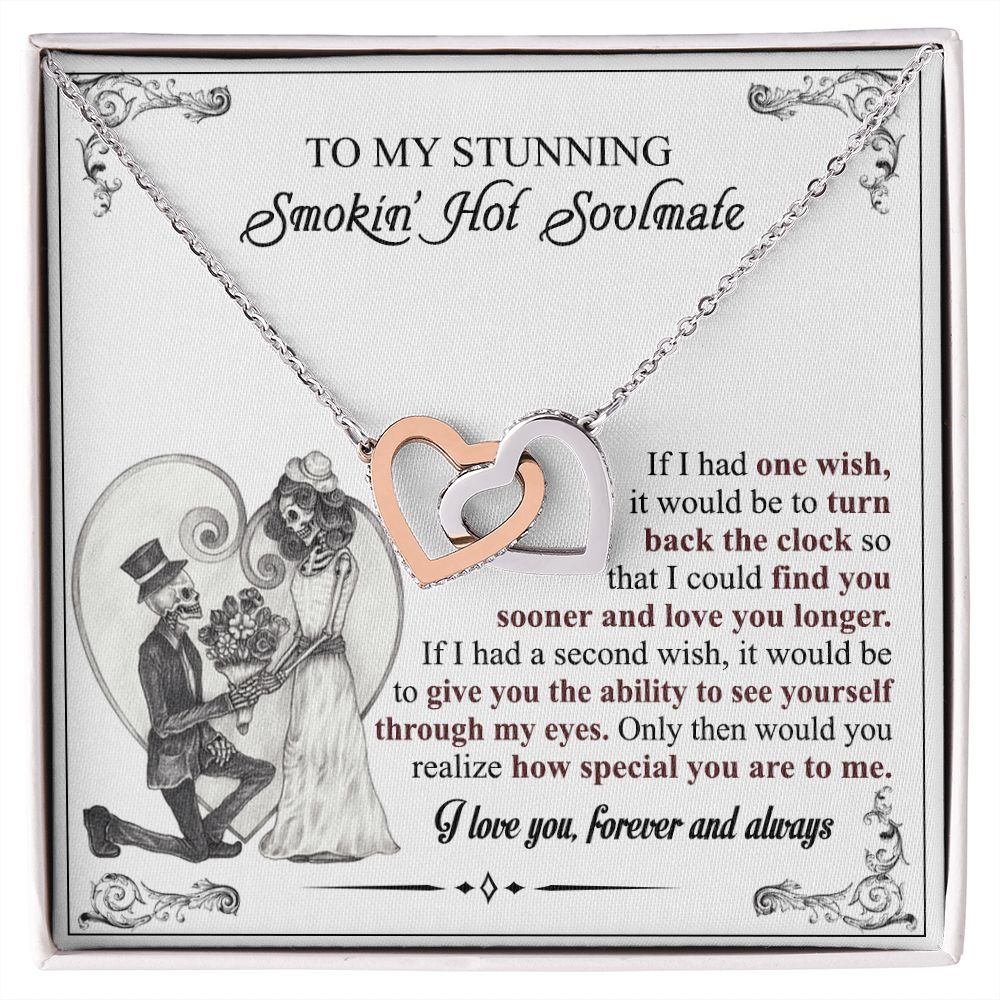 To My Soulmate Necklace for Women Birthday Valentines Day Jewelry Gifts For My Wife with Message Card Box Personalized Gift Present Pendant for Future Wife Soulmate Girlfriend Love 6 Interlocking Hearts Necklace
