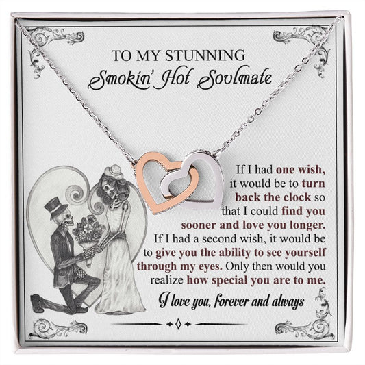 To My Soulmate Necklace for Women Birthday Valentines Day Jewelry Gifts For My Wife with Message Card Box Personalized Gift Present Pendant for Future Wife Soulmate Girlfriend Love 6 Interlocking Hearts Necklace