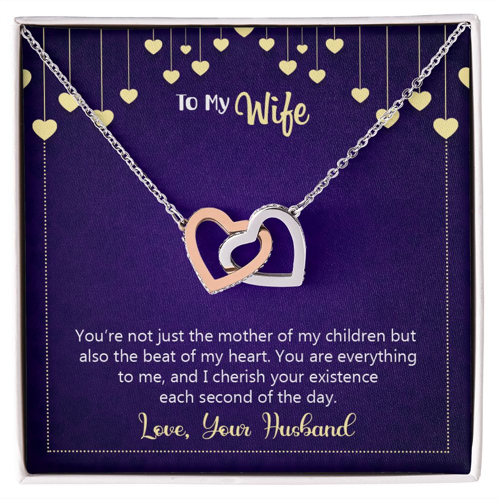 To My Wife Necklace, Wedding Anniversary Jewelry For Women, Necklace For Wife from Husband, Gift For Wife Birthday Gifts From Husband Necklace, Jewelry With Message Card In A Gift Box10 Interlocking Hearts Necklace
