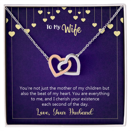 To My Wife Necklace, Wedding Anniversary Jewelry For Women, Necklace For Wife from Husband, Gift For Wife Birthday Gifts From Husband Necklace, Jewelry With Message Card In A Gift Box10 Interlocking Hearts Necklace