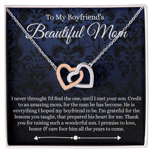 To My Boyfriend's Mom Mother's Day Necklace, Mother-in-law Necklace, Necklace Gift For Boyfriend’s Mom, To My Boyfriends Mom Gift, Future Mother-in-law Necklace for Boyfriend's Mom Interlocking Hearts Necklace