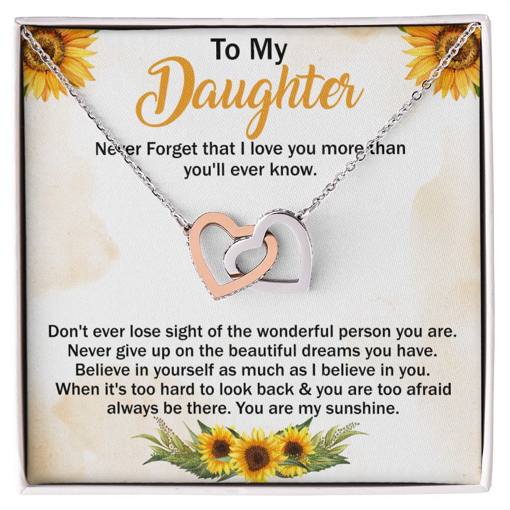 Jewelry Pendant Present for Daughter, To My Daughter Gift Necklace from Mom, Mother Daughter Gift Ideas, Birthday Christmas Gift Graduation Gifts for Daughters, Mother and Daughter Necklace 11 Interlocking Hearts Necklace