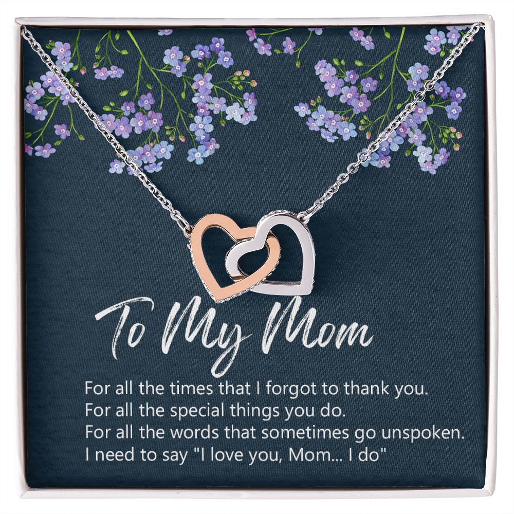 To My Mom Necklace Jewelry Gift, Birthday Gift For Mom, Mother's Day Gift For Mom, Message Card Jewelry Gift For Mom, Meaningful Mom Gift Interlocking Hearts Necklace