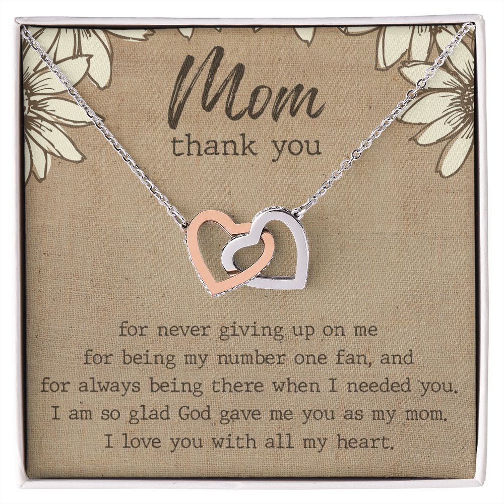 Thank You Gift For Mom, Gifts For Mother, Gifts For Mom From Daughter, Affordable Gifts For Mom, Birthday Gift Ideas For Mom From Daughter Interlocking Hearts Necklace