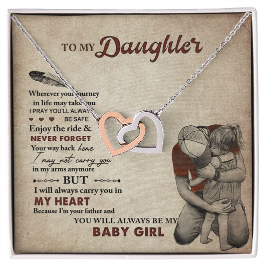 To My Daughter Necklaces Pendants - Father and Daughter Necklace - Gift from Daddy - Luxury Necklace Silver On Birthday, Anniversary - Includes Gift Box Interlocking Hearts Necklace