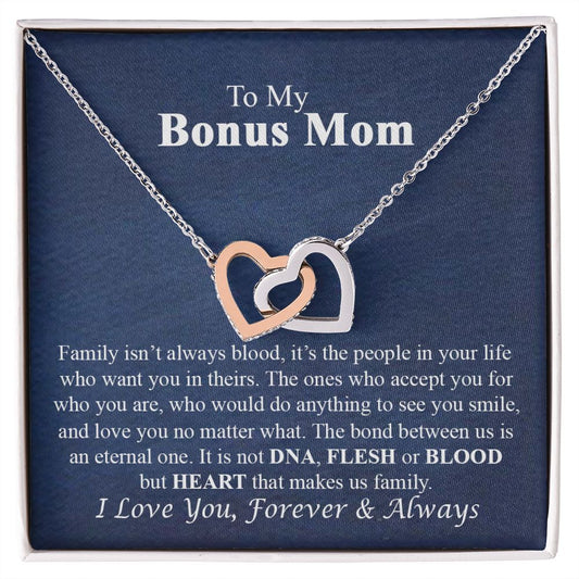 To My Bonus Mom Necklace Gift for Bonus Mom On Mother's Day Necklace For Stepmom Interlocking Hearts Necklace