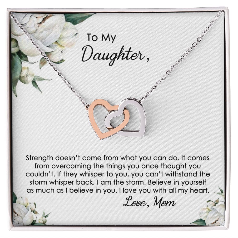 Mother Daughter Gift Ideas, To My Daughter Gift Necklace from Mom, Jewelry Pendant Present for Daughter, Birthday Christmas Gift Graduation Gifts for Daughters, Mother and Daughter Necklace 2140 Interlocking Hearts Necklace
