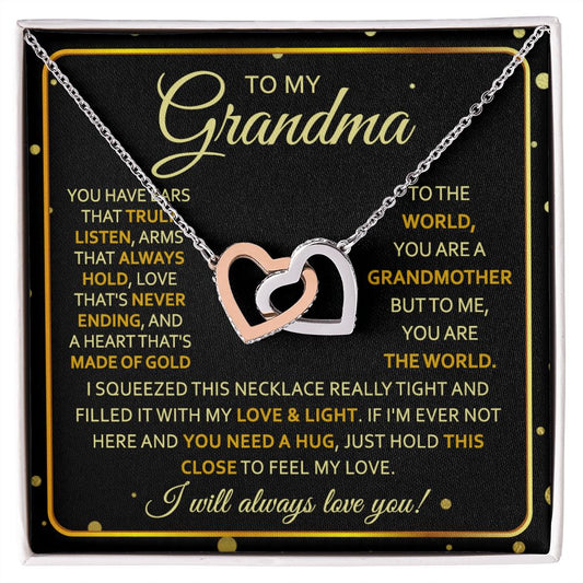 To My Grandma Necklace, Gift for Grandmother Necklace, Mothers Day Gift For Grandma Nana, Grandma Jewelry From Grandchildren GrandKids , Jewelry Box Gift For Grandma Grandmother7 Interlocking Hearts Necklace