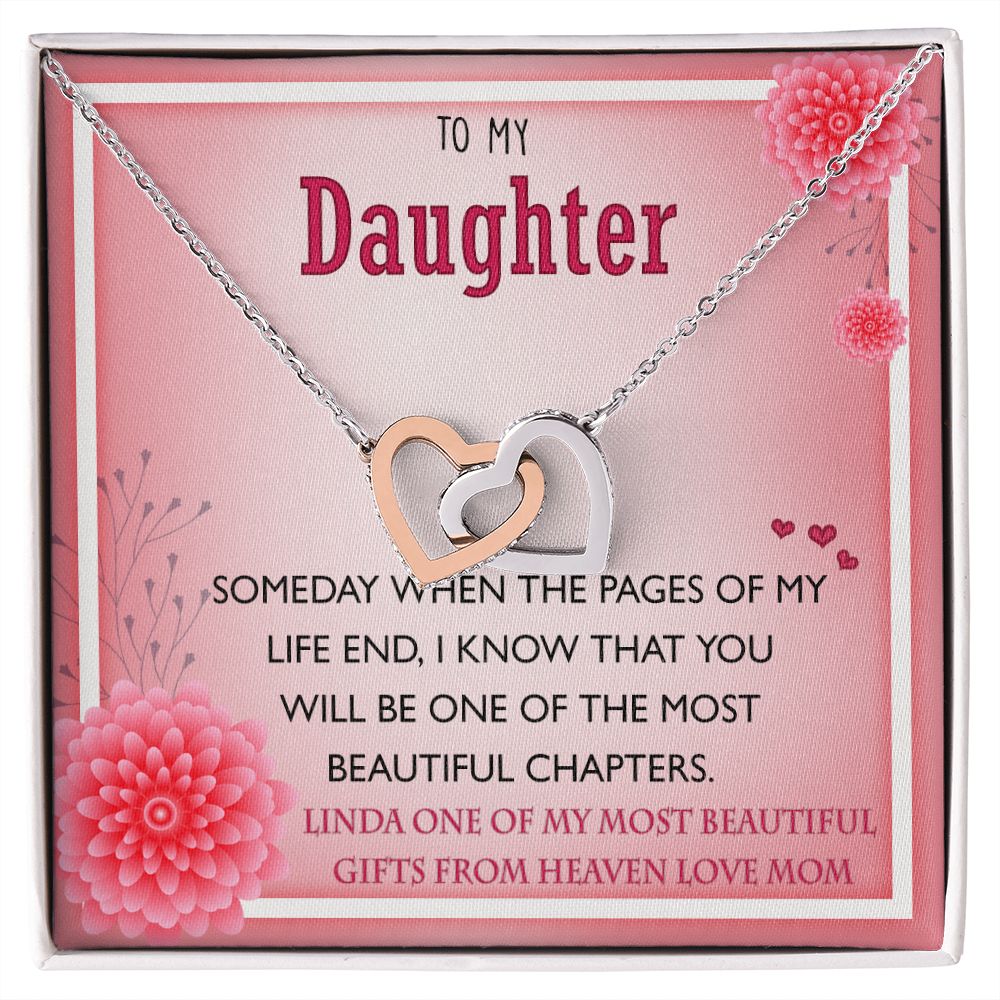 To My Daughter Gift Necklace from Mom, Mother and Daughter Necklace for Girls, Mother Daughter Gift Ideas, Jewelry Pendant Interlocking Hearts Necklace