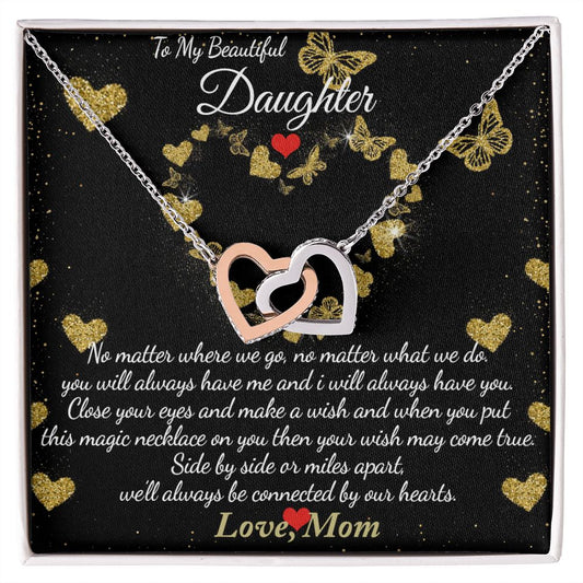 To My Daughter Gift Interlock Necklace For Daughter Valentines Gift For Daughter Interlocking Hearts Necklace