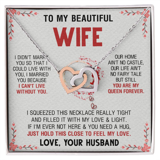 To My Beautiful Wife Necklace, Wedding Anniversary Jewelry For Women, Necklace For Wife from Husband, Gifts For Wife Birthday Gifts Necklace, Jewelry With Message Card In A Gift Box