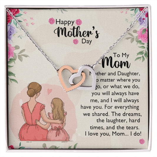 Mom Necklace Gifts for Mom from Daughter to Mom Gifts for Mothers Day from Daughter, To My Mom Necklace from Daughter to Mom Birthday Gifts Necklace with Message Card and Gift Box11 Interlocking Hearts Necklace