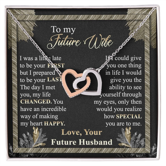 To My Future Wife Necklace from Boyfriend, Personalized Necklace for Women, Luxury Necklace for Girlfriend, Wedding Anniversary Present For Her, Girlfriend Gift Jewelry Christmas Birthday Gift Interlocking Hearts Necklace
