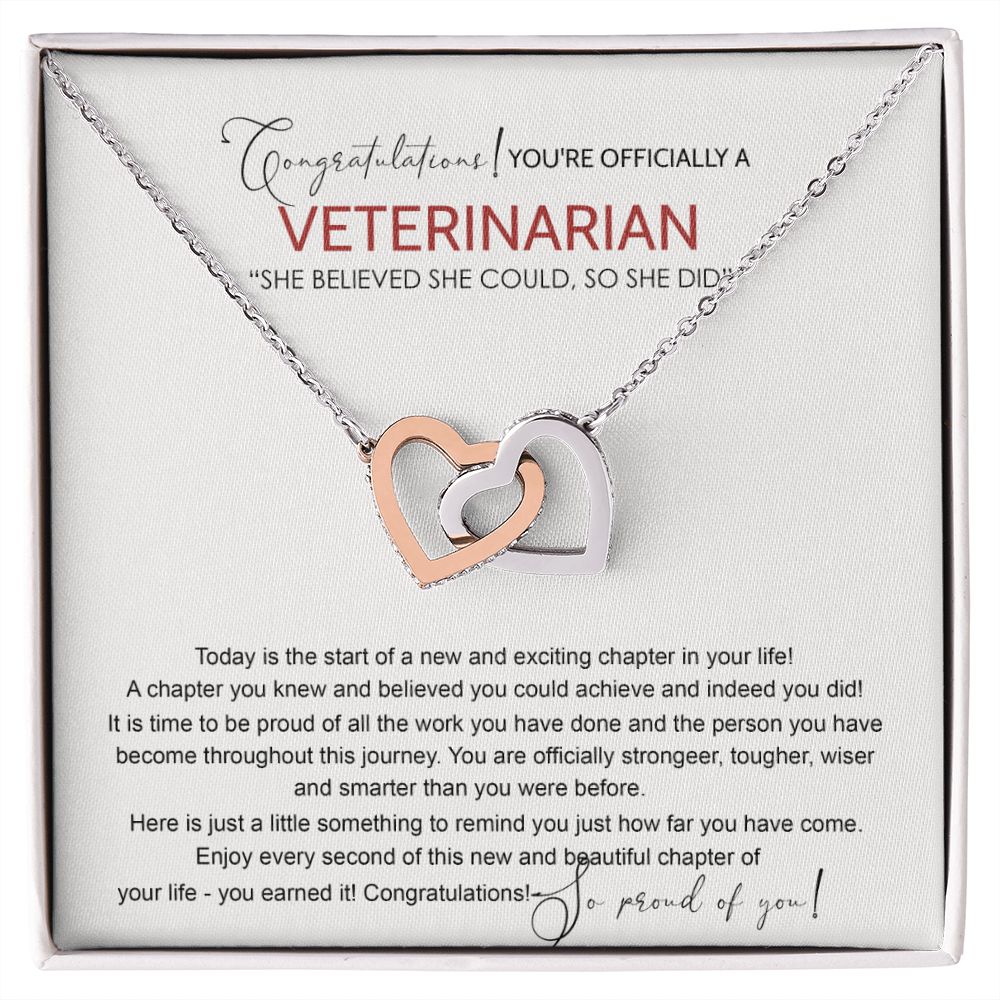 Veterinarian Graduation Gift Necklace, Doctor of Veterinary Medicine Degree Graduation Gifts Necklace Congrats Graduation Pendants Veterinarian Necklace Gift For Her Daughter Granddaughter Interlocking Hearts Necklace