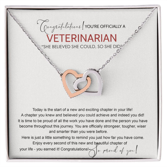Veterinarian Graduation Gift Necklace, Doctor of Veterinary Medicine Degree Graduation Gifts Necklace Congrats Graduation Pendants Veterinarian Necklace Gift For Her Daughter Granddaughter Interlocking Hearts Necklace