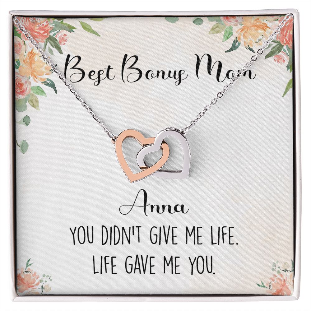 To My Stepmom Necklace from Stepdaughter Birthday Gifts for Stepmom Stepmother Gifts for Second Mom Gifts for Stepmom from Bonus Daughter Stepmom Gifts for Birthday Mothers Day 301 Interlocking Hearts Necklace