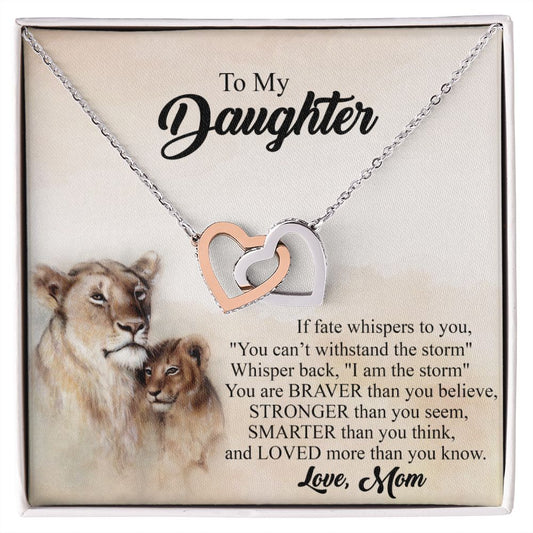 Mother Daughter Gift Ideas, To My Daughter Gift Necklace from Mom, Jewelry Pendant Present for Daughter, Birthday Christmas Gift Graduation Gifts for Daughters, Mother and Daughter Necklace 24 Interlocking Hearts Necklace