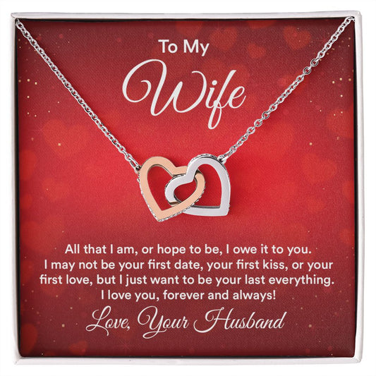 Birthday Gifts For Wife, Necklace Gifts For Wife From Husband, To My Wife Jewelry For Women , To My Wife Necklace  from Husband Wedding Anniversary Present For Wife, Beautiful Wife Jewelry Christmas30 Interlocking Hearts Necklace