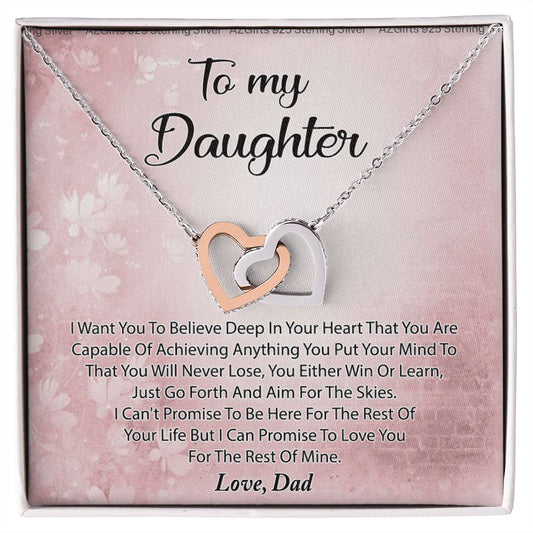 To My Daughter Necklace Gift From Mom I Love You Forever and Always Hearts Necklace For Daughter Present for Birthday Anniversary Christmas Valentine's Day Interlocking Hearts Necklace