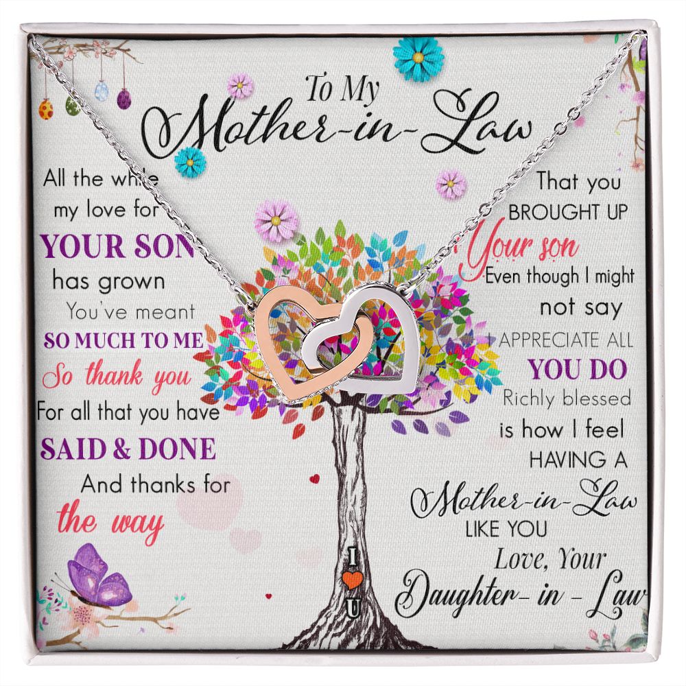 To My Mom Tree Necklace Pendant Gift From Daughter In Law Necklace Said And Done Gift For To Mom Happy Mother's Day Mother In Law Gift On Birthday Anniversary Gift 30821 Interlocking Hearts Necklace