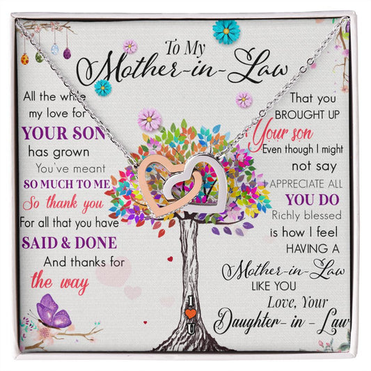 To My Mom Tree Necklace Pendant Gift From Daughter In Law Necklace Said And Done Gift For To Mom Happy Mother's Day Mother In Law Gift On Birthday Anniversary Gift 30821 Interlocking Hearts Necklace