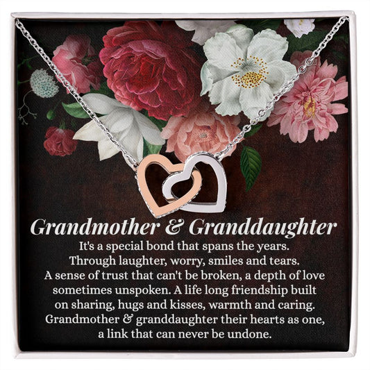 To My Grandma Necklace, Gift for Grandmother Necklace, Mothers Day Gift For Grandma Nana, Grandma Jewelry From Grandchildren GrandKids , Jewelry Box Gift For Grandma Grandmother11 Interlocking Hearts Necklace