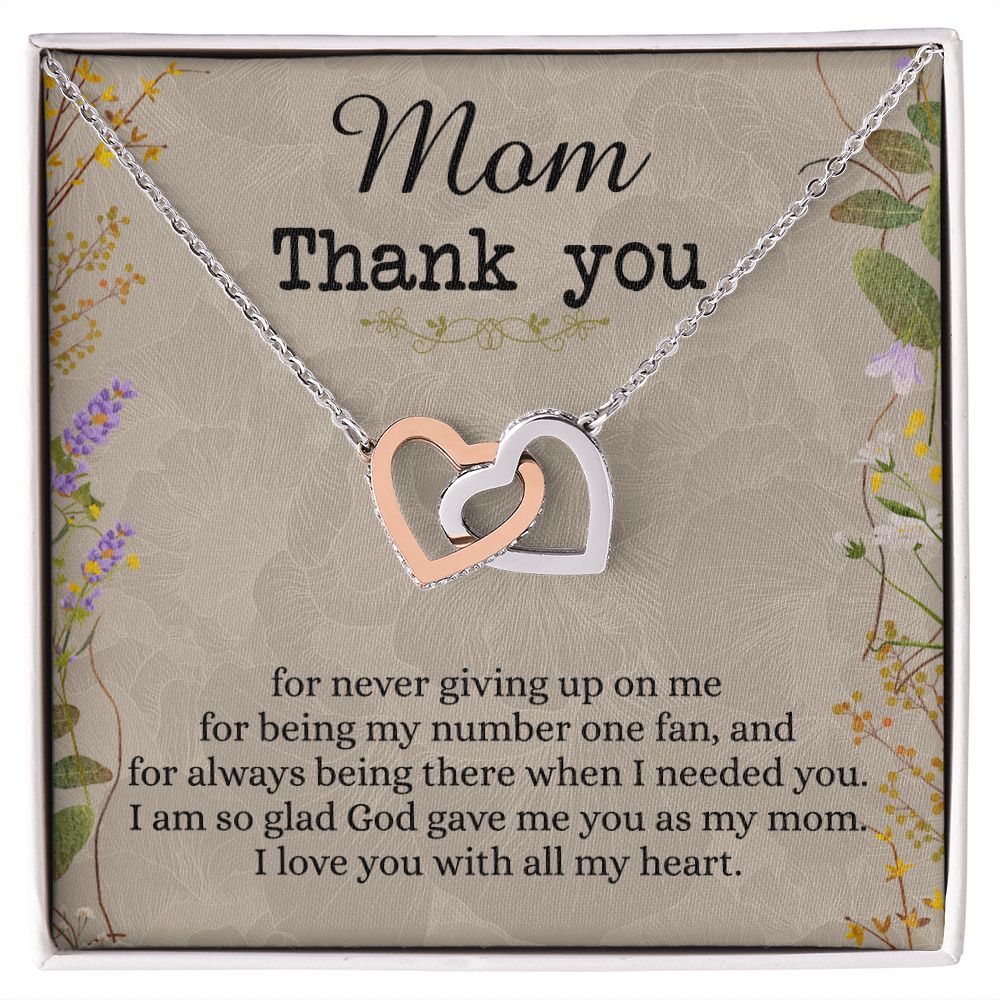 To My Mom Necklace, Thank you Mom Gift, Gift for Mom, Mother's Day Gift from Daughter, Mother Daughter gift, Gift from child, Gift for Mom, Mothers Day Necklace for Women Interlocking Hearts Necklace