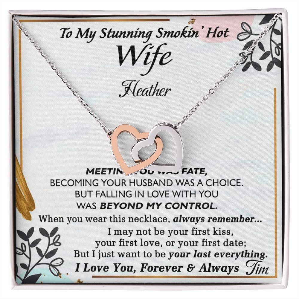 To My Wife Necklace from Husband, Personalized Necklace for Women, Luxury Necklace for Wife from Man Men, Wedding Anniversary Present For Wife, Beautiful Wife Jewelry Christmas Birthday Gift For Wife22 Interlocking Hearts Necklace