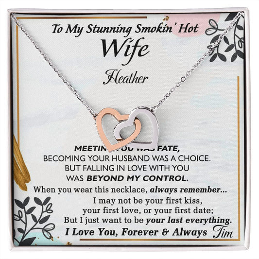 To My Wife Necklace from Husband, Personalized Necklace for Women, Luxury Necklace for Wife from Man Men, Wedding Anniversary Present For Wife, Beautiful Wife Jewelry Christmas Birthday Gift For Wife22 Interlocking Hearts Necklace