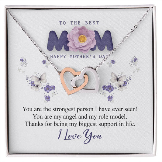 To The Best Mom Necklace, Best Mom Gifts, Mothers Day Gifts, Birthday Gift For Mom Interlocking Hearts Necklace