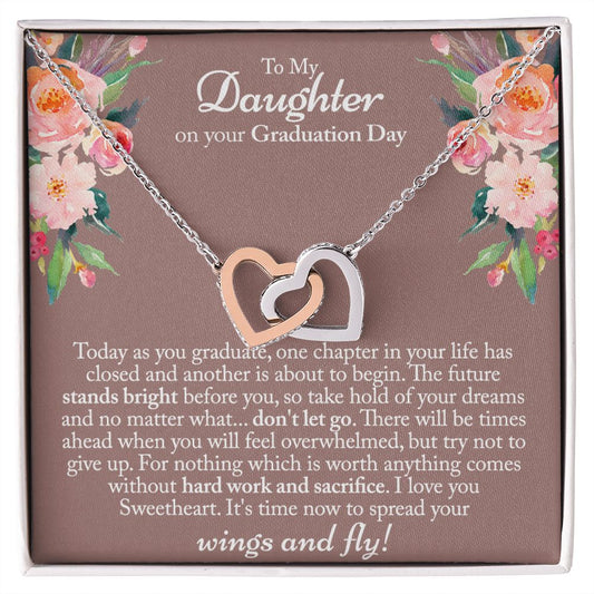 To My Day Graduation Gift For Daughter, High School Graduation College Interlocking Hearts Necklace