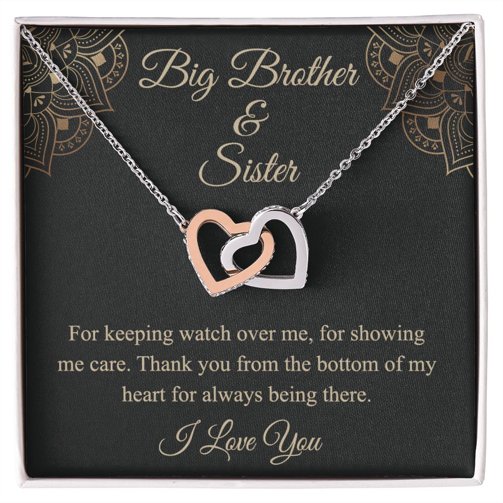 Brother Christmas Gift Chain Necklace, Christmas Gift for Brother from Sister Interlocking Hearts Necklace