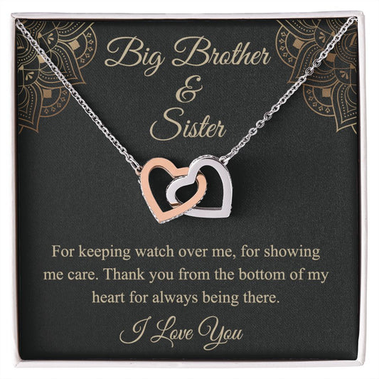 Brother Christmas Gift Chain Necklace, Christmas Gift for Brother from Sister Interlocking Hearts Necklace