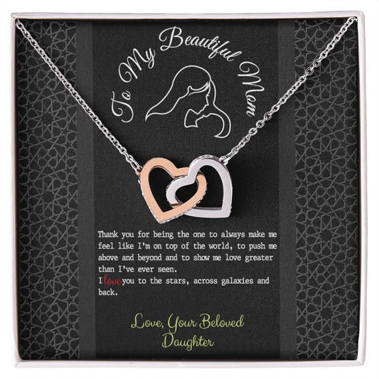 To my Beautiful Mom Love Knot necklace Gift for Mother from Daughter Jewelry Mom Interlocking Hearts Necklace