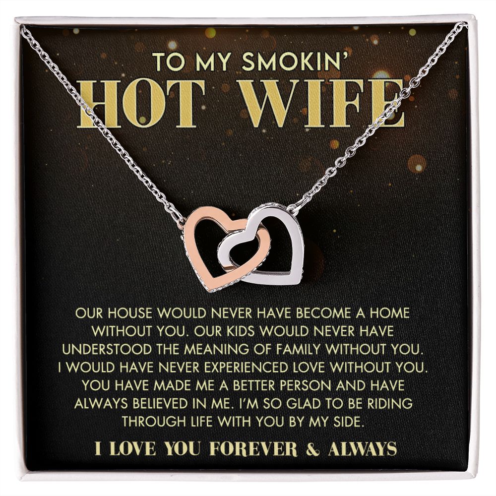 To My Wife Necklace from Husband, Personalized Necklace for Women, Luxury Necklace for Wife from Man Men, Wedding Anniversary Present For Wife, Beautiful Wife Jewelry Christmas Birthday Gift For Wife11 Interlocking Hearts Necklace